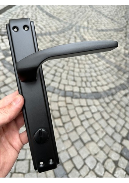 Şık Siyah Mat Kapı Kolu, Sağ El, Wc ve Banyo Için, Aynalı Tasarım