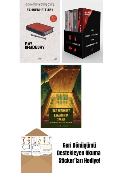 Fahrenheit 451 (70. Yıl Özel Baskısı) + Kara Dörtleme Kutu Set (4 Kitap) + Karahindiba Şarabı