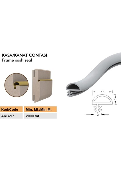 Krem Renk Ahşap Kapı Fitili 25M Yandan Tırnaklı 10MM Genişlik D Fitil