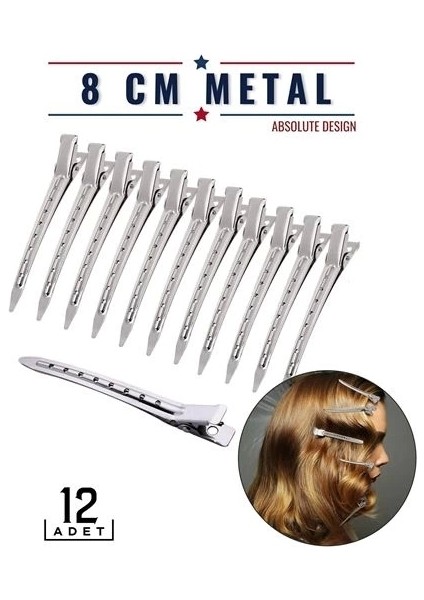 Saç Klipsi Metal Toka 12 Adet Absolute Design