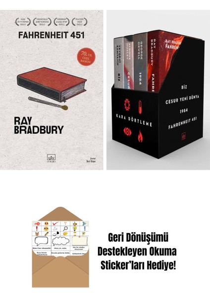 Fahrenheit 451 (70. Yıl Özel Baskısı) + Kara Dörtleme Kutu Set (4 Kitap)