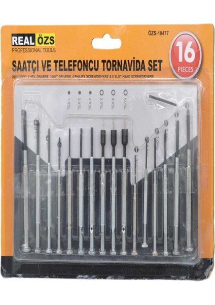 16 Parça Hassas Tornavida Seti - Saatçi ve Telefoncu Için Uygun