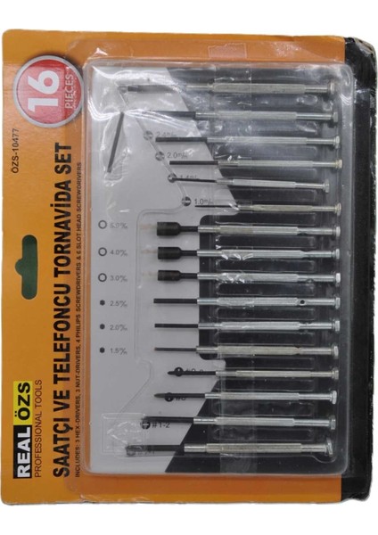 16 Parça Hassas Tornavida Seti - Saatçi ve Telefoncu Için Uygun modelleri