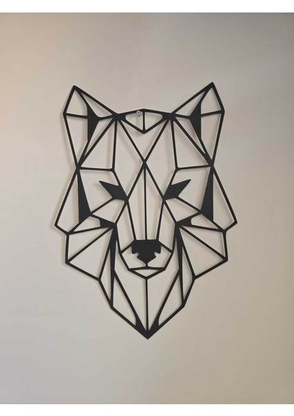Geometrik Kurt Ahşap Duvar Süsü 30X42, Şık ve Doğal Dekorasyon Ürünü