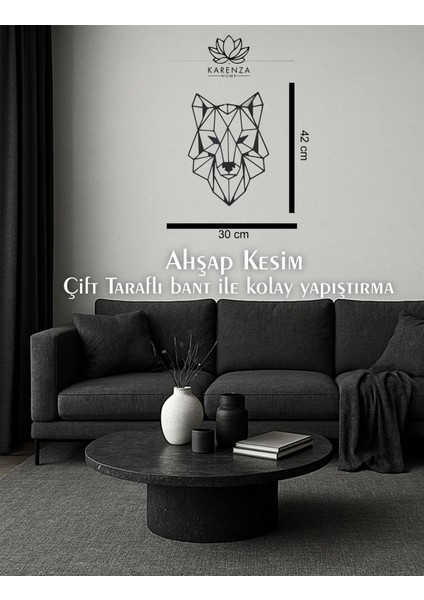Geometrik Kurt Ahşap Duvar Süsü 30X42, Şık ve Doğal Dekorasyon Ürünü modelleri
