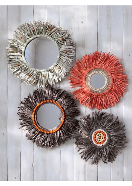 Yeşil Bohem 4'lü Ayna Seti, Şık ve Doğal Duvar Dekoru Için Ideal modelleri