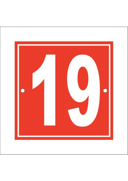 19 Numara Kapı Numarası 10X10 Cm, Dayanıklı ve Şık Tasarım, Kolay Montaj
