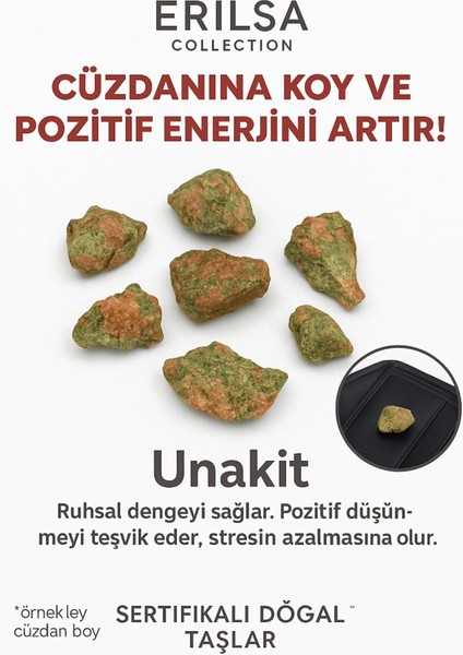 Renkli Unakit Taşı Ham Cüzdan Boyu Duygusal Şifa ve Günlük Ruh Denge