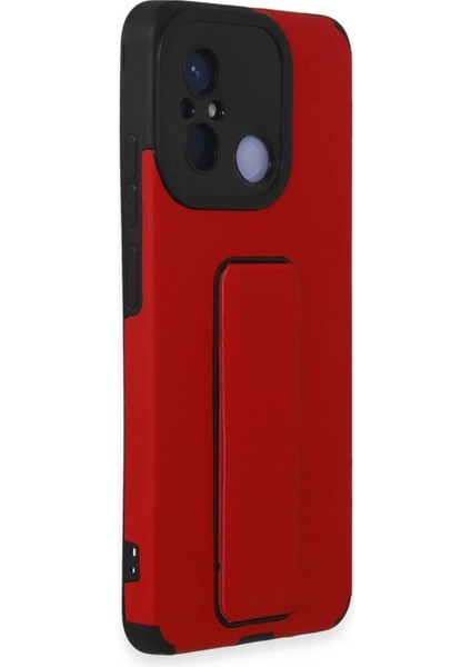 Newface Xiaomi Redmi 12C Kılıf Mega Standlı Silikon - Kırmızı fiyatları