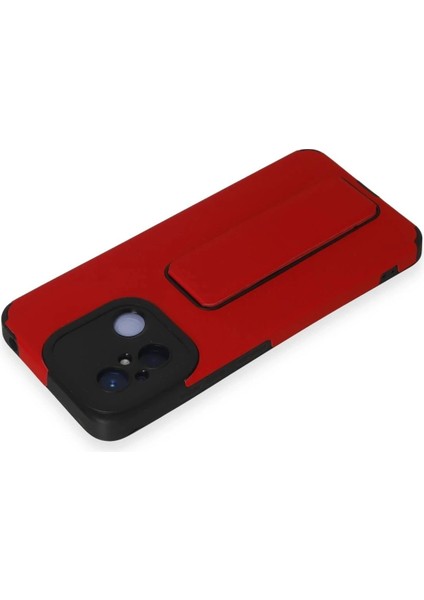 Newface Xiaomi Redmi 12C Kılıf Mega Standlı Silikon - Kırmızı modelleri