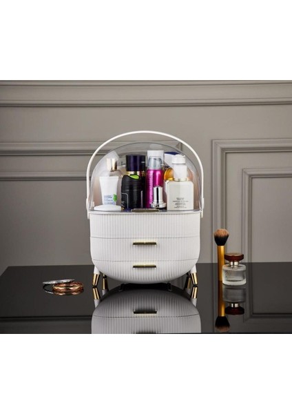 Şık Gri Çekmeceli Makyaj Düzenleyici Organizer, Temiz ve Kullanışlı Tasarım