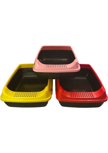 Çok Renkli Açık Kedi Tuvaleti 3'lü Set, Kova ve Kürek Hediye
