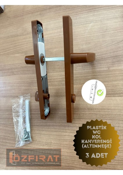 Kahverengi Pvc Kapı Kolu Seti, 3'lü, Banyo ve Tuvalet Için, Şık ve Dayanıklı
