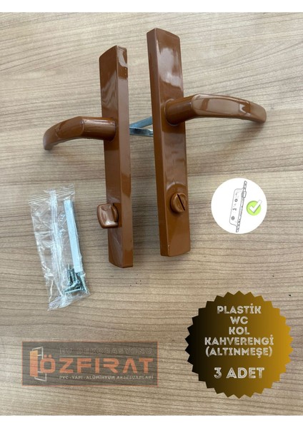 Kahverengi Pvc Kapı Kolu Seti, 3'lü, Banyo ve Tuvalet Için, Şık ve Dayanıklı fırsatları