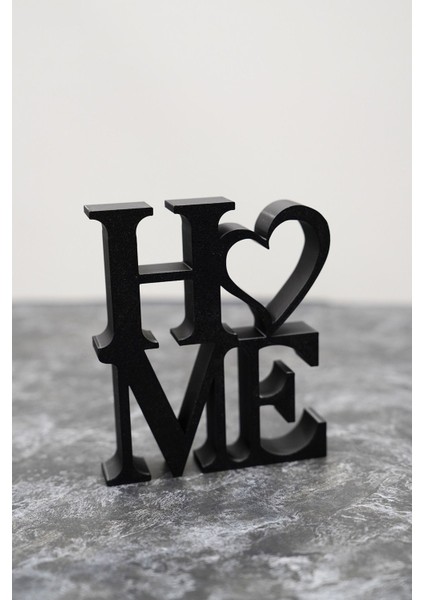 Şık Siyah Kalp Dekoratif Obje, 16 Cm, Modern ve Zarif Ev Dekoru