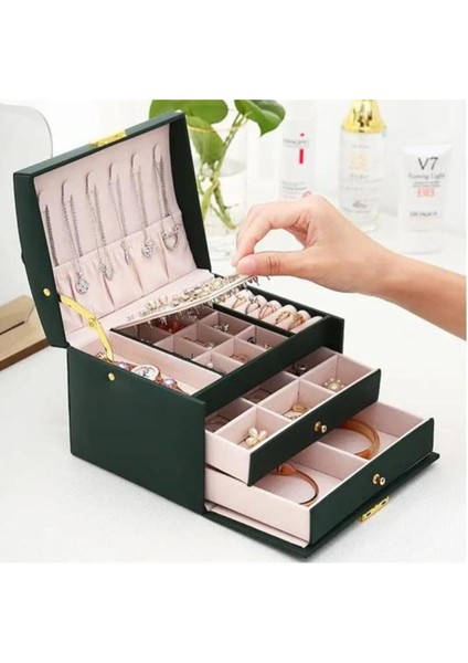 Üç Katmanlı Çok Fonksiyonlu Taşınabilir Takı Kutusu, Yüzük, Küpe, Kolye Saklama Hediye fiyatları