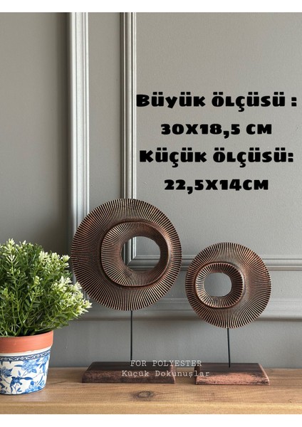 Bakır Renkli 2’li Metalik Masa Üstü Dekoratif Halka Biblo Takımı modelleri