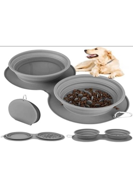 Iki Renkli, Katlanabilir Mama ve Su Kabı, Pratik Kullanım Için Ideal. indirimleri