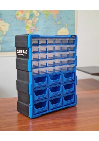 39 Gözlü Çok Bölmeli Düzenleyici Set, Mavi, Çekmece ve Avadanlık Organizer