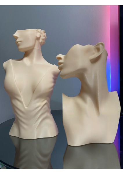 Bej 4'lü Takı ve Makyaj Organizer Seti, Şık ve Fonksiyonel Dekoratif Manken Standı