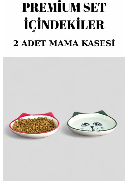 Yumuşak ve Şık Kedi Konfor Seti, Mama Kabı, Papyonlu Tasma ve Oyuncak Içerir