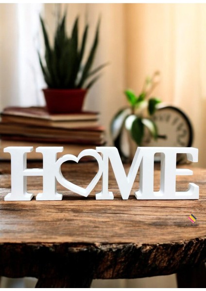 Beyaz Yazılı Dekoratif Biblo ve Masaüstü Süs 22 cm Büyük Boy