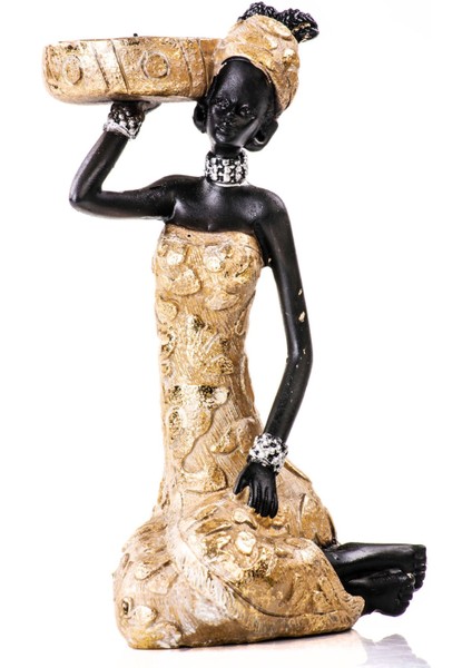 Renkli Afrika Tarzı Dekoratif Mumluk ve Biblo, 18X10X7 Cm, Şık ve Özgün Tasarım