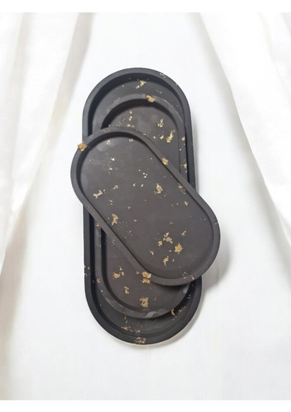 3'lü Oval Tepsi Seti, Şık ve Kullanışlı Siyah Tasarım