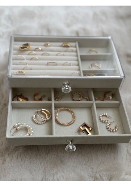 Şık 3 Çekmeceli Takı Kutusu, Gri Organizer, Düzenleyici ve Modern Tasarım modelleri