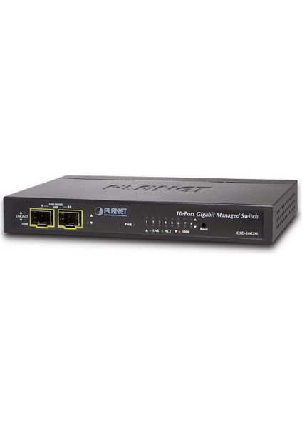 Yönetilebilir Gigabit Masaüstü Tip Switch (Managed Gigabit Desktop Switch)<br> 8-Port 10/100/1000MBPS<BR> DUAL Power : 1 x (Port 8) Ieee 802.3AF/AT Poe+ 48~56V Dc In-Line Power, 12V Dc Güç Adaptörü Takılabilir<br> 2-Port 100/1000X Mini-