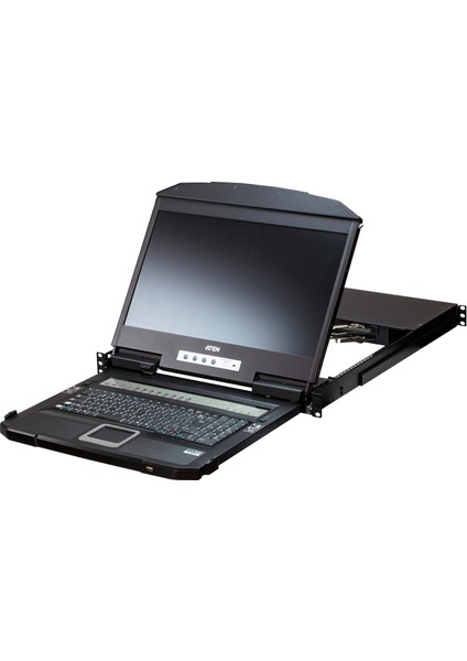 4-Port USB HDMI Çoklu Ekran Destekleyen ve Çift Ray Üzerinde Hareket Edebilen Geniş Ekran Türkçe Klavyeli LCD Kvm Switch<br> 4-Port USB HDMI Multi-View Dual Rail Widescreen Turkish Keyboard LCD Kvm Switch