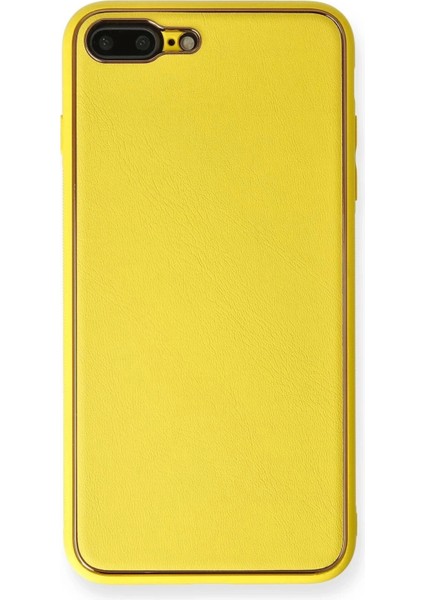 Newface iPhone 7 Plus Kılıf Coco Deri Silikon Kapak - Sarı