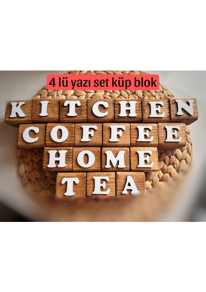 Kahverengi 4'lü Küp Yazı Blok Seti, Eğlenceli ve Yaratıcı Aktivite Için Ideal.