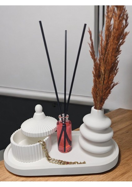 Şık Vazo, Takı Kutusu, Dekoratif Set ve Bambu Oda Kokusu Seti