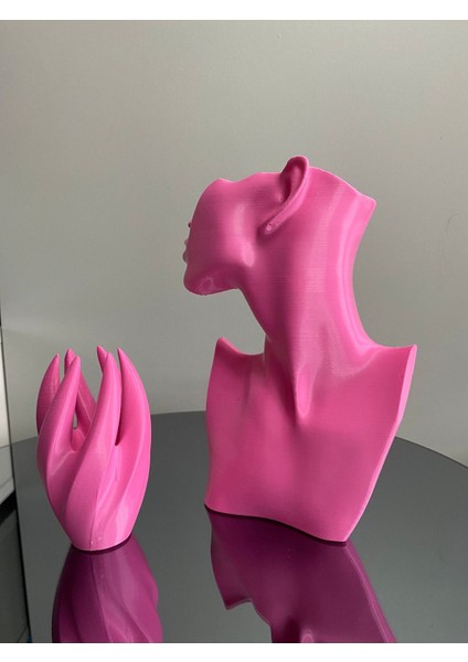 Pembe Renkli Takı Mankeni ve El 2'li Set, 23 cm Takı Teşhir ve Organizer modelleri