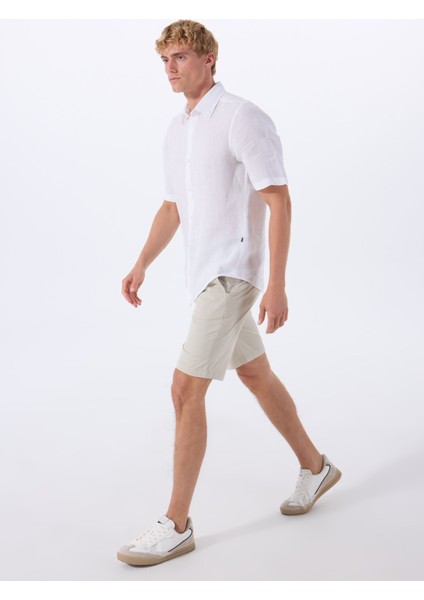 Bej Erkek Normal Bel Slim Fit Şort Chino_slim_shorts