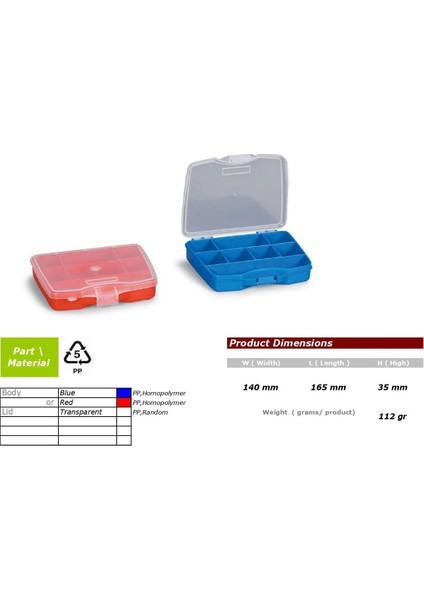 Renkli Çok Amaçlı Organizer, 1/8 Boyut, Kırmızı ve Mavi Seçenekleriyle