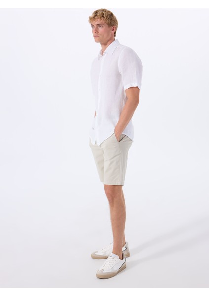 Bej Erkek Normal Bel Slim Fit Şort Chino_slim_shorts