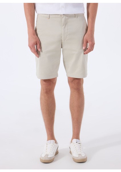 Bej Erkek Normal Bel Slim Fit Şort Chino_slim_shorts