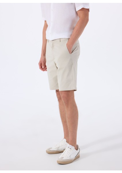 Bej Erkek Normal Bel Slim Fit Şort Chino_slim_shorts