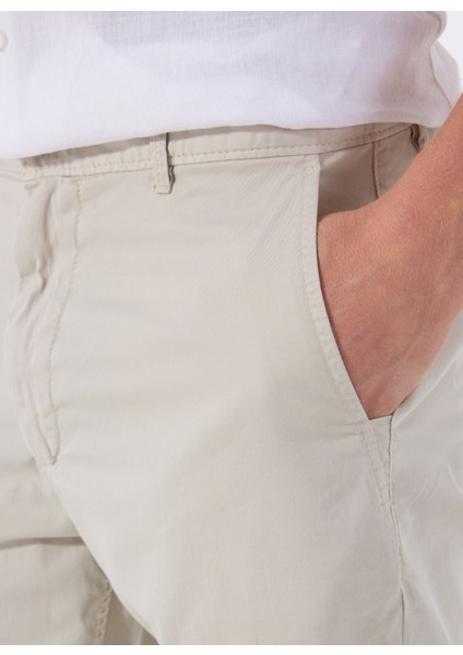 Bej Erkek Normal Bel Slim Fit Şort Chino_slim_shorts