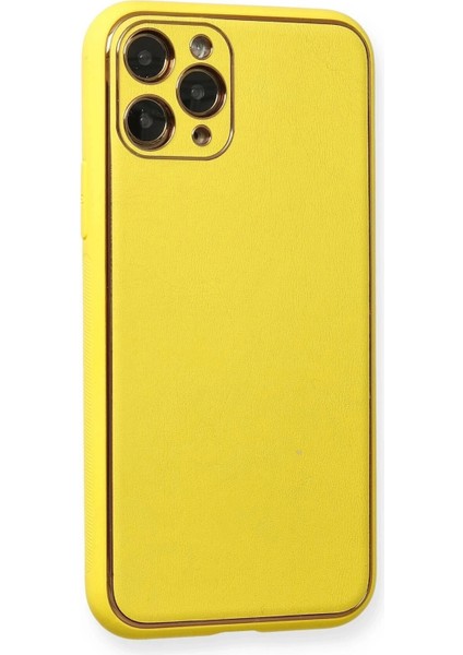 Newface iPhone 11 Pro Kılıf Coco Deri Silikon Kapak - Sarı fiyatları