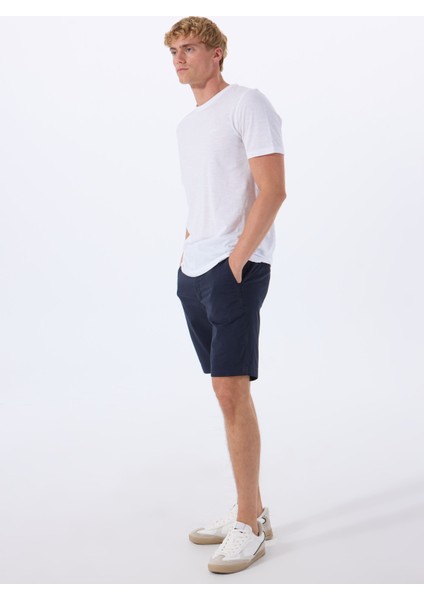 Lacivert Erkek Normal Bel Slim Fit Şort Chino_slim_shorts