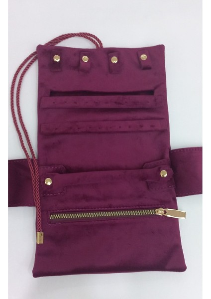 Katlanabilir Rulo Takı Çantası, Seyahat Için Şık ve Pratik Organizer (Bordo) fırsatları