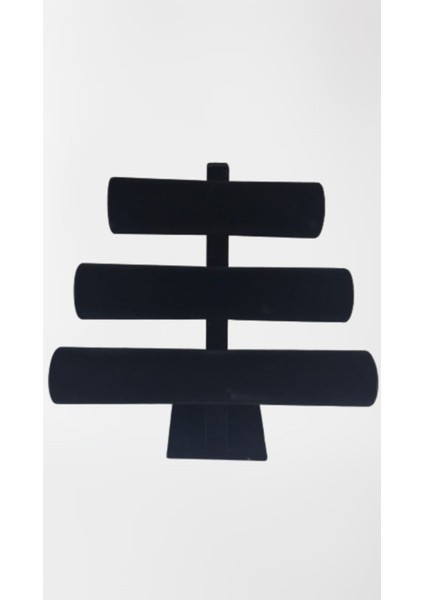 Üç Kademeli Siyah Bileklik ve Saat Kutu Standı, Şık ve Fonksiyonel Tasarım