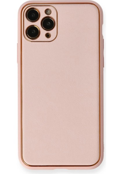 Newface iPhone 11 Pro Max Kılıf Coco Deri Silikon Kapak - Pembe