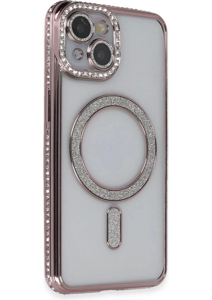 Newface iPhone 14 Kılıf Joke Simli Magneticsafe Kılıf - Pembe