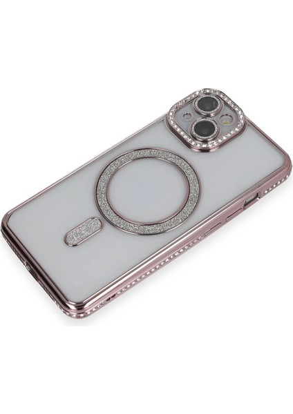 Newface iPhone 14 Kılıf Joke Simli Magneticsafe Kılıf - Pembe modelleri