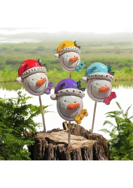 4’lü Renkli Kardan Adam Büst Saksı Süsü, Şık ve Renkli Dekorasyon Parçası fiyatları