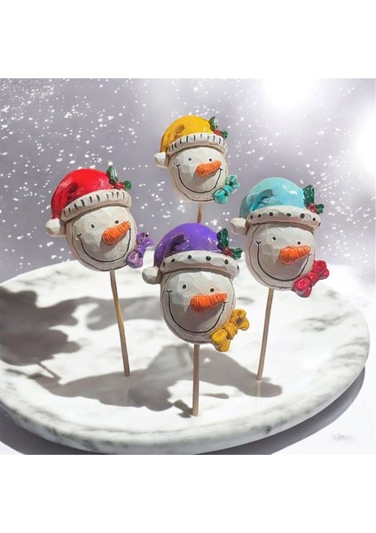 4’lü Renkli Kardan Adam Büst Saksı Süsü, Şık ve Renkli Dekorasyon Parçası modelleri